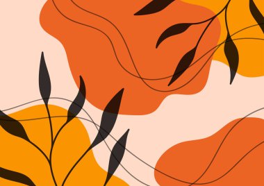 Sarı sanat yaprağı turuncu çizgi tropikal arka plan. vektör illüstrasyonu.