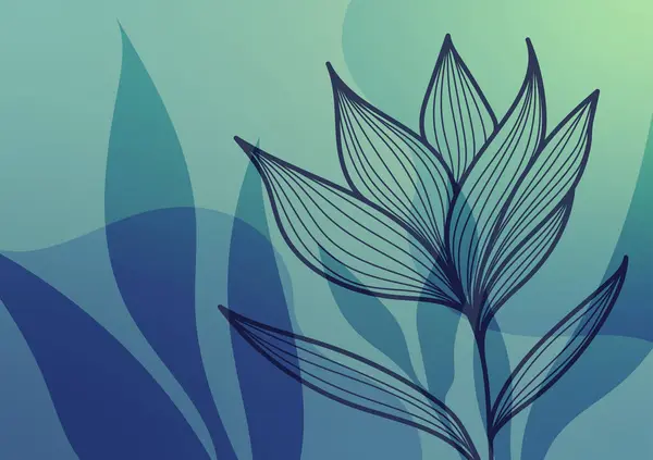 Çiçek çiçeği mavi yumuşak çizgi tropikal arka plan. vektör illüstrasyonu.