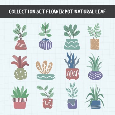 Tahsilat çiçek saksısını doğal yaprak haline getirdi. vektör illüstrasyonu.