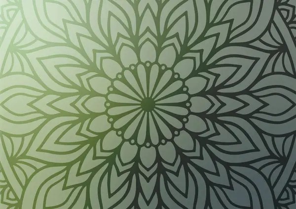 Yumuşak yeşil mandala çiçek çizgisi geometri arka planı. vektör illüstrasyonu.
