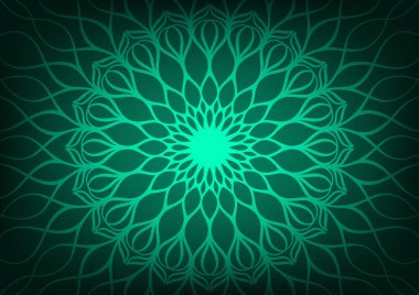 Mandala yeşil sanatı. Koyu renkli çiçek soyut arka plan.