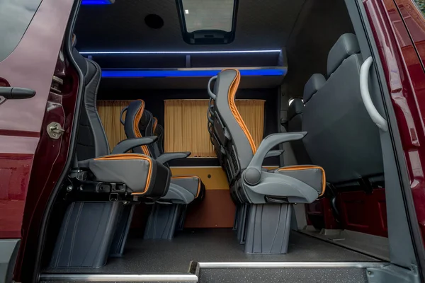 Komfortní Interiér Osobního Autobusu Čalouněnými Sedadly — Stock fotografie