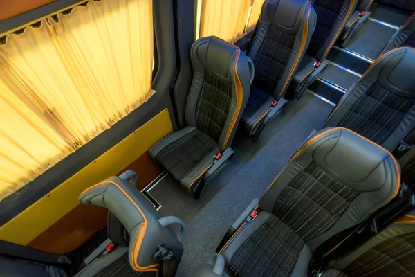 Interior Ônibus Passageiros Confortável Com Assentos Estofados — Fotografia de Stock