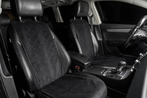 Υφασμάτινο Κάλυμμα Καθίσματος Αυτοκίνητο Μαύρο Εσωτερικό Εικόνα Αρχείου