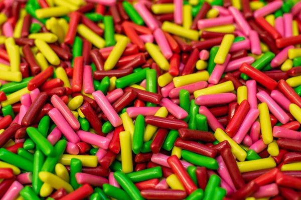 Muchos Caramelos Mermelada Colores Dispuestos Una Superficie Plana Postre Para — Foto de Stock