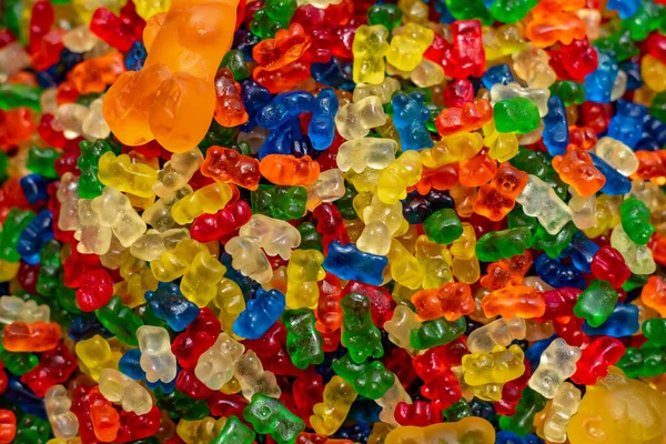 Wiele Kolorowych Cukierków Marmoladowych Rozłożonych Płaskiej Powierzchni Deser Wakacje Słodkie Zdjęcia Stockowe bez tantiem