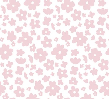 Yumuşak ve pürüzsüz bir desen. Beyaz arka planda küçük pembe çiçekli romantik bir doku. Kumaşlar için basit çiçek arkaplanı