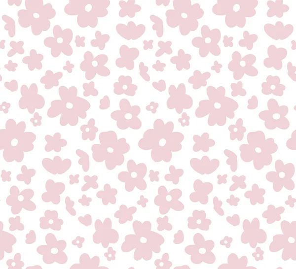 ベクトル入札シームレスディジーパターン 白い背景に小さなピンクの花とロマンチックなテクスチャ 生地のためのシンプルな花の背景 — ストックベクタ