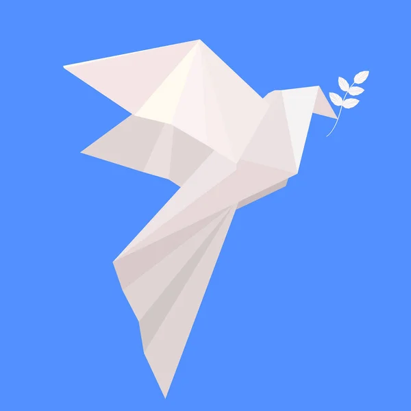 Vecteur Origami Blanc Colombe Paix Avec Une Branche Sur Fond — Image vectorielle