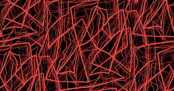 Vector Dark Pattern Red Doodle Scratches Gloomy Trendy Texture Black — Stock Vector