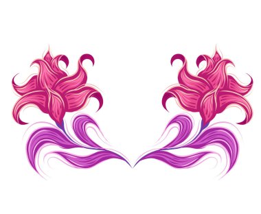 Vector frame with fabulous curled pink flowers and copy space. Fantastic floral wreath isolated from background for cards, invitation and banner