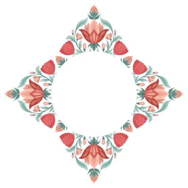 Dekorative Rahmen Mit Volkskunst Geometrischen Floralen Mandala Und Platz Für — Stockvektor