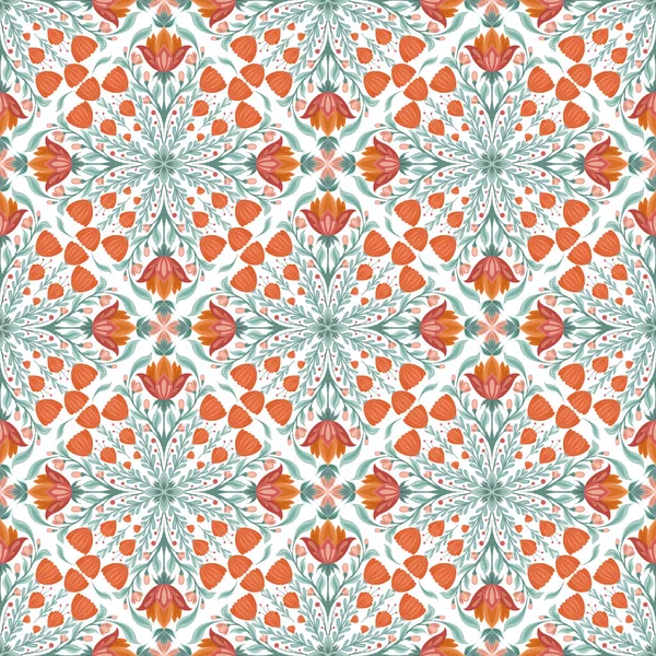 Modèle Art Populaire Avec Composition Géométrique Mandala Floral Sur Fond — Image vectorielle