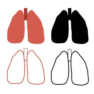 Arkaplandan izole edilmiş basit insan akciğerleri kümesi. Görüntü ve siluet insan organı koleksiyonu. Logo, ison, articles, bayraklar ve eğitim kartları için tasarım ögesi