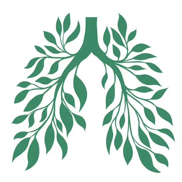 Logo Vectoriel Poumons Humains Des Feuilles Des Branches Air Pur — Image vectorielle