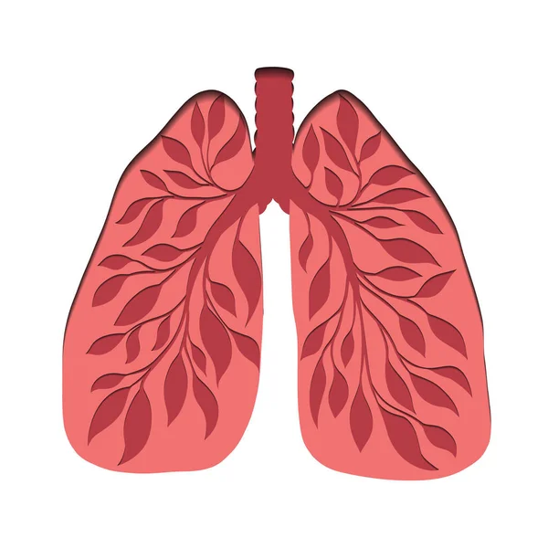 Διάνυσμα Χαρτί Κοπεί Απεικόνιση Των Υγιών Ανθρώπινων Πνευμόνων Κλαδί Δέντρο — Διανυσματικό Αρχείο