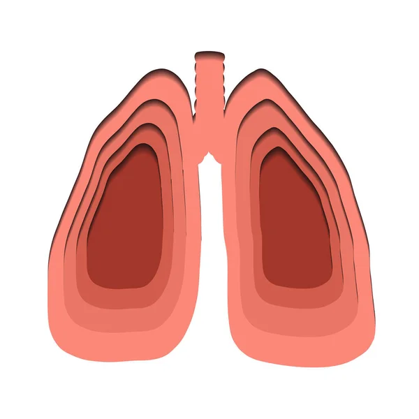 Vector Paper Cut Illustration Silhouette Human Lungs Medicine Clip Art — Stock Vector