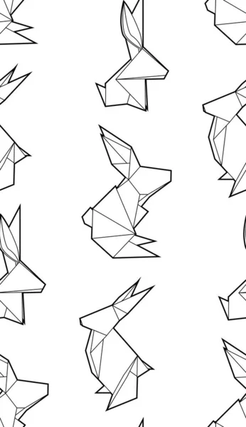 Motif Sans Couture Avec Des Lapins Origami Contour Sur Fond — Image vectorielle