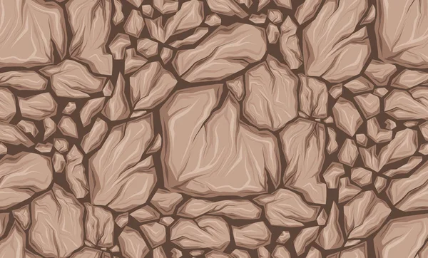 Vector Seamless Pattern Dry Clay Texture Cartoon Smashed Rocks Cracks — Stock Vector