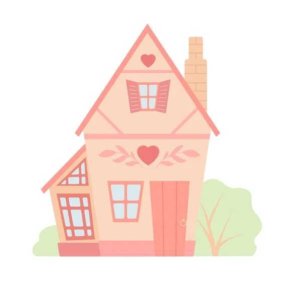 Vector Cartoon Illustration Cute Country House Dollhouse Rental Sale Housing — Stock Vector