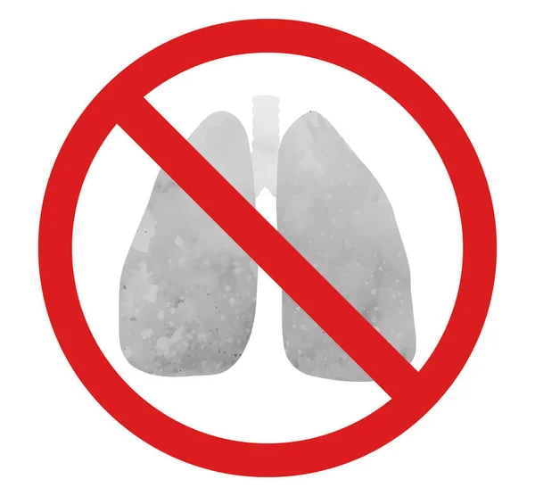Pulmões Doentes Vetoriais Sinal Proibição Consequências Maus Hábitos Sistema Respiratório — Vetor de Stock