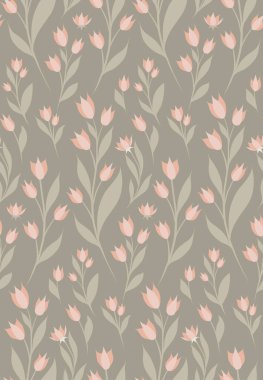 Pastel renkte, kusursuz, pejmürde, şık bir desen. Yeşil arka planda yaprakları olan küçük mercan çiçekleriyle düz doku. Küçücük bir kumaş. Kırsal çiçek duvar kağıdı..