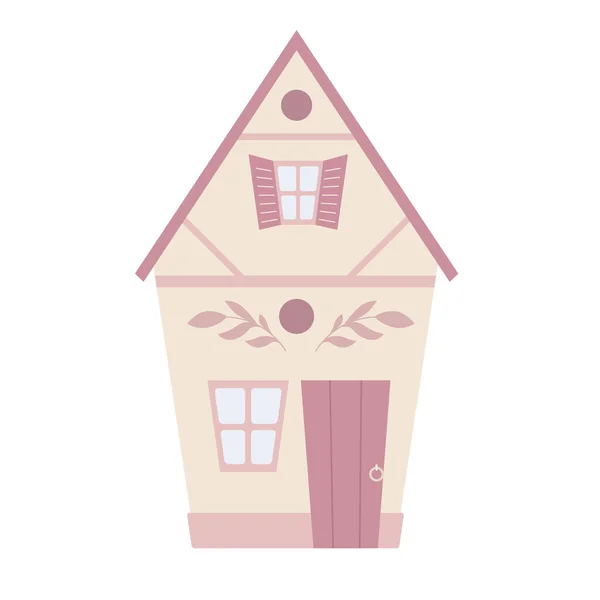 Vector Cartoon Illustration Cute Country House Pastel Color Dollhouse Rental — Stock Vector