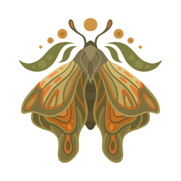 Векторная Священная Иллюстрация Мотылька Луной Красочный Клипарт Бабочки Плоское Изображение — стоковый вектор