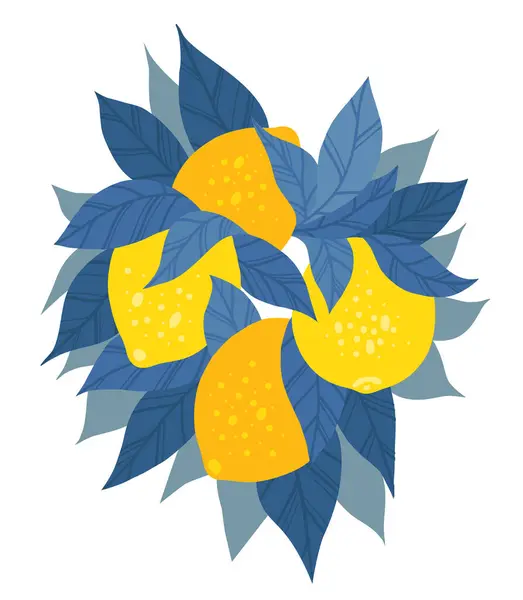 Vektorové Moderní Ilustrace Svazku Citronů Izolovaných Bílém Pozadí Obrázek Citrusových — Stockový vektor