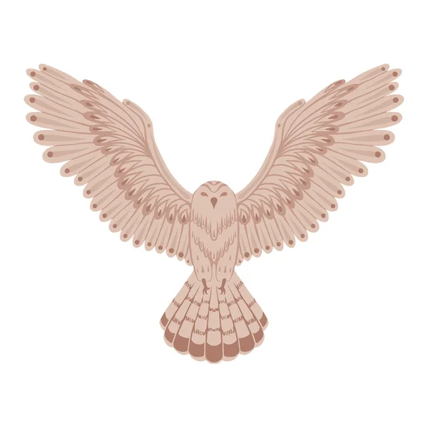 Illustrazione Decorativa Disegnata Mano Uccello Volante Clipart Piatta Vettoriale Gufo — Vettoriale Stock