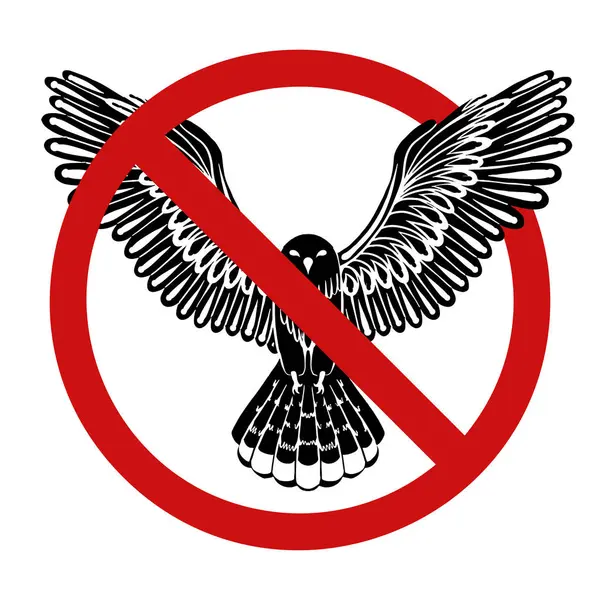 Vektorforbudsskilt Med Silhuett Flygende Fugl Isolert Fra Bakgrunnen Ikke Sjeldne – stockvektor