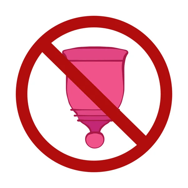 Copa Menstrual Está Prohibida Peligro Usar Productos Higiene Íntima Silicona — Vector de stock