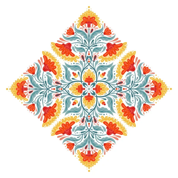 Ilustración Decorativa Contraste Vectorial Composición Floral Rombo Clipart Arte Popular — Vector de stock