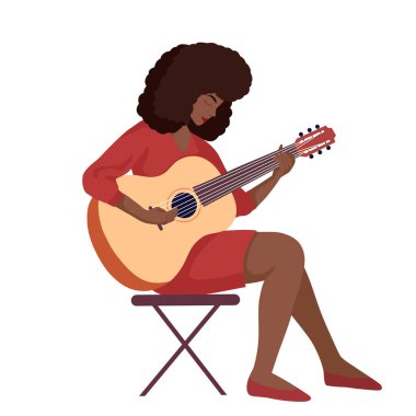 Arka plandan izole edilmiş gitar çalan Afro-Amerikan bir kadının tırnağı. Modern yaratıcı etken. Hobiler ve hobiler. Müzisyen olarak çalış..