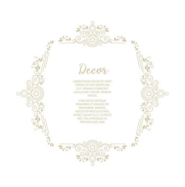 Vektör dekoratif çerçeve. Tasarım şablonu için zarif unsur, metin için yer. Çiçek sınırı. Doğum günü için dantelli dekor ve tebrik kartı, düğün davetiyesi.