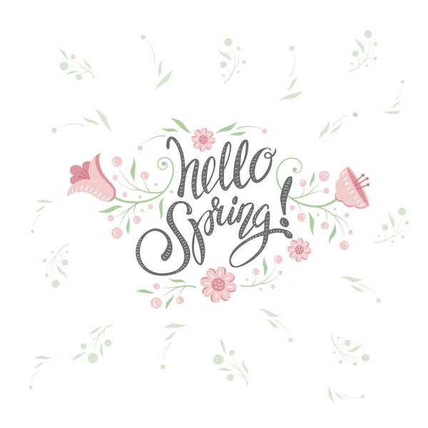 Γεια Σας Spring Φράση Κειμένου Χειρόγραφο Σχέδιο Τυπογραφίας Μοντέρνο Font — Διανυσματικό Αρχείο