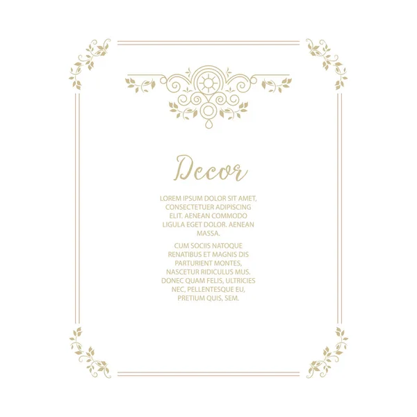 Vector Decorative Frame Elegant Element Design Template Place Text Floral — Stock Vector