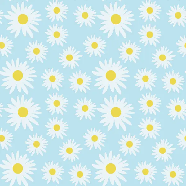 Daisy Flor Sem Costura Fundo Azul Ilustração Padrão Floral Bonito Ilustração De Stock