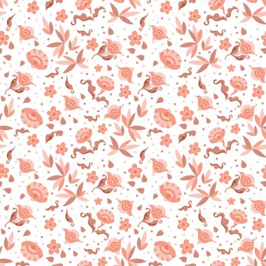 Eski çiçeklerin, etnik atmosferin, grunge tasarımının, duvar kağıdının pürüzsüz deseni..