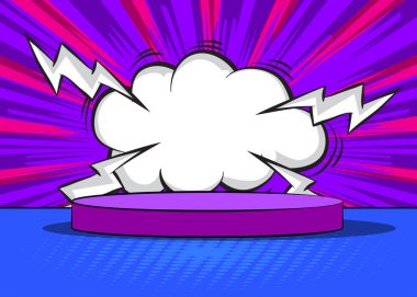 Comics abstract product podium stage. Comic Book scene pedestal or platform for mockup presentation. Vector illustration texture, background.