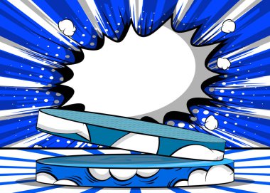 Comics scene pedestal. Comic Book product podium stage. Abstract platform for mockup presentation. Vector illustration texture, background.