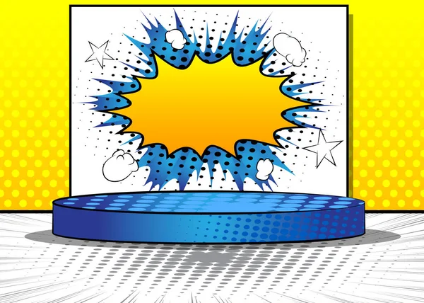 Comics scene pedestal. Comic Book product podium stage. Abstract platform for mockup presentation. Vector illustration texture, background.