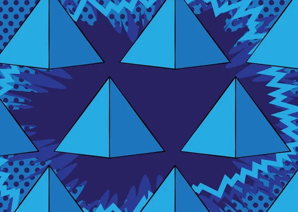 Comic Book Blue Pyarmid Pop Art Background Vector Wallpaper Illustration — Stok Vektör
