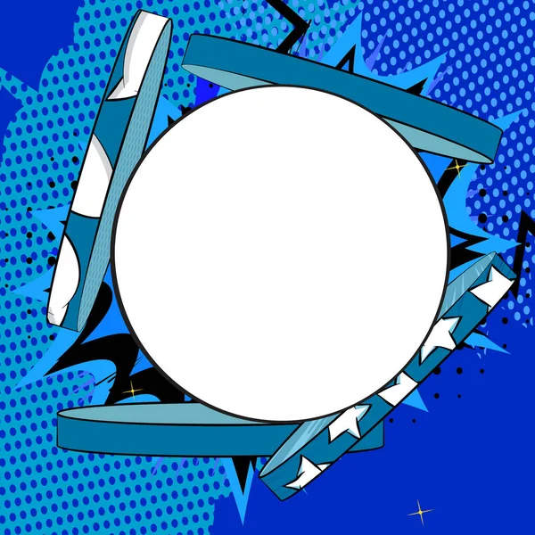 Blank Circle Shape Blue Cartoon Vector Comic Book Background Pop — Stock Vector
