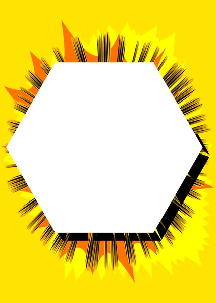 Yellow Comic Book Background Blank Hexagonal Shape Abstract Pop Art — Stock Vector