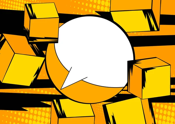 Blank Comic Book Speech Bubble Background Cube Shapes Yellow Comics — Stockvektor