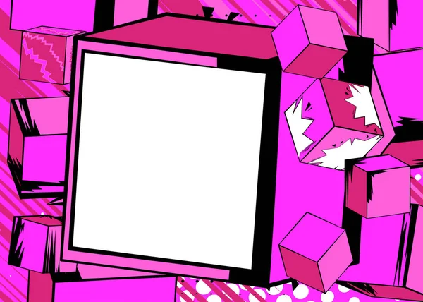 Blank Comic Book Copy Space Pink Cube Shape Comics Cartoon — Stock Vector