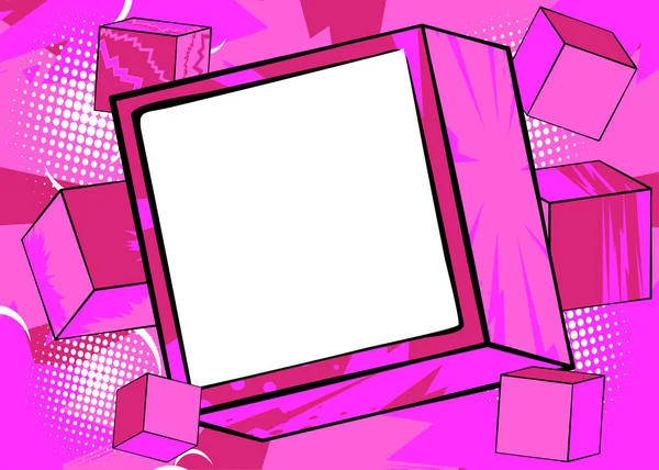 Blank Comic Book Copy Space Pink Cube Shape Comics Cartoon — Stock Vector