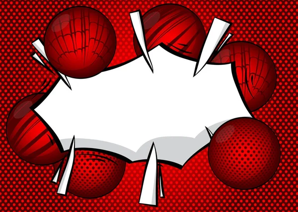Affiche Bande Dessinée Rouge Blanche Avec Sphères Présentation Avec Espace — Image vectorielle