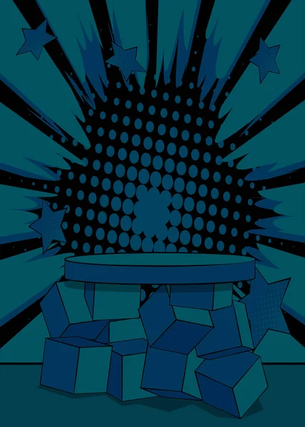 Résumé Pop Art Sherpa Blue Advertising Podium Produit Présentation Étape — Image vectorielle